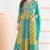 Blue & lime green dabka dori & resham digital print work chinnon anarkali suit - free size stitching (size upto 42")