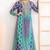 Sky blue & navy blue dabka dori & resham digital print work chinnon anarkali suit - free size stitching (size upto 42")