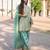 Sea green embroidery emblissied mirror work simar silk straight palazzo suit - free size stitching (size upto 42")