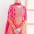 Orange & rani pink green dabka dori & reshamwork chinnon anarkali suit - free size stitching (size upto 42")