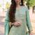 Sea green embroidery emblissied mirror work simar silk straight palazzo suit - free size stitching (size upto 42")