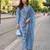Blue embroidery emblissied mirror work simar silk straight pant suit - free size stitching (size upto 42")