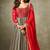 Multicolor embroidery,zari & diamond work georgette anarkali chudidar suit - semi-stitched