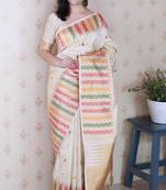 Soft silk meenakari zari woven saree with temple border.