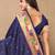 Soft pethani silk saree with zari weawing  motifs design and meenakari  weawing rich pallu.