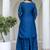 Aqua blue chinon silk embroidered plazzo suit