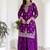 Purple chinon silk embroidered plazzo suit