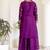 Purple chinon silk embroidered plazzo suit