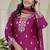 Wine chinon silk embroidered plazzo suit