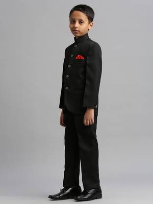 full sleeves solid ethnic wear jodhpuri and pant set - black 3