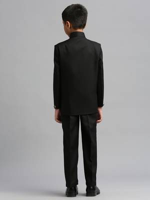full sleeves solid ethnic wear jodhpuri and pant set - black 4