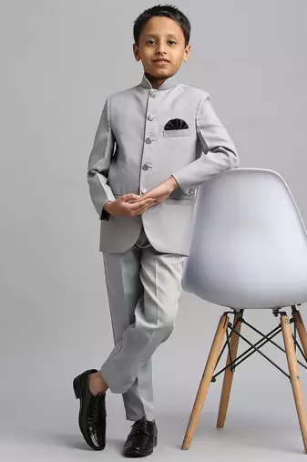 full sleeves solid ethnic wear jodhpuri - grey