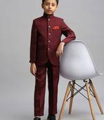 full sleeves solid ethnic wear jodhpuri - maroon