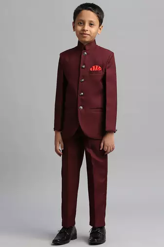 full sleeves solid ethnic wear jodhpuri - maroon