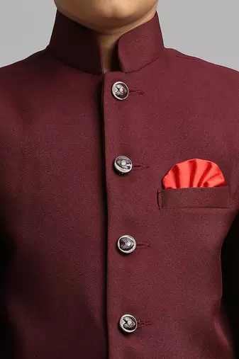 full sleeves solid ethnic wear jodhpuri - maroon