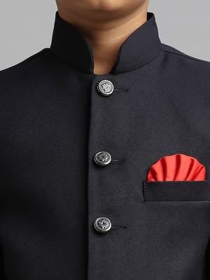 full sleeves solid ethnic wear jodhpuri - navy blue 5