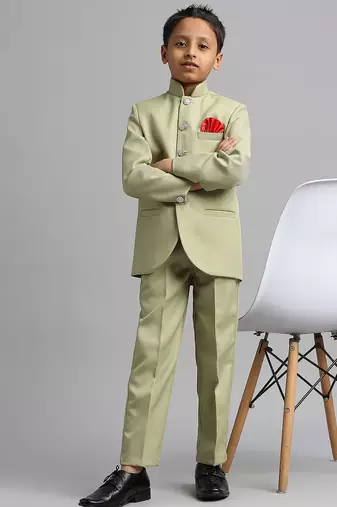 full sleeves solid ethnic wear jodhpuri - pista green