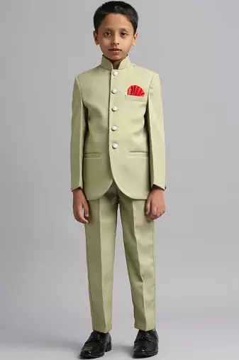 full sleeves solid ethnic wear jodhpuri - pista green
