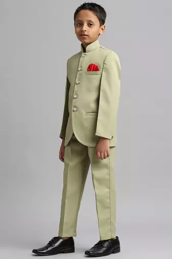 full sleeves solid ethnic wear jodhpuri - pista green