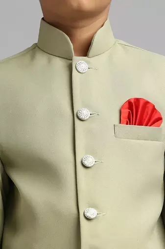 full sleeves solid ethnic wear jodhpuri - pista green