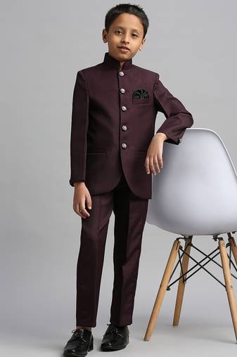 full sleeves solid ethnic wear jodhpuri - wine
