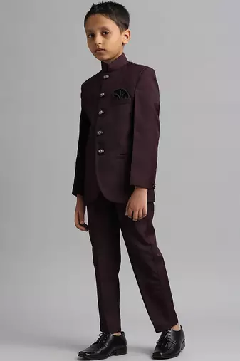 full sleeves solid ethnic wear jodhpuri - wine