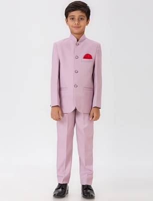 full sleeves solid ethnic wear jodhpuri and pant set - pink 1
