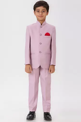 full sleeves solid ethnic wear jodhpuri and pant set - pink