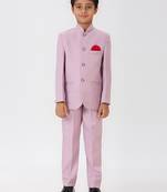 full sleeves solid ethnic wear jodhpuri and pant set - pink