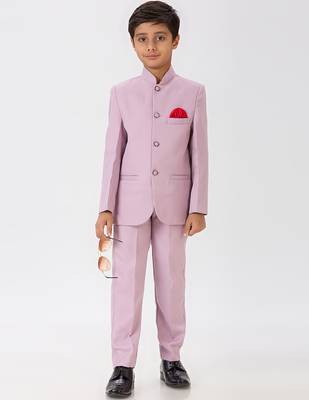 full sleeves solid ethnic wear jodhpuri and pant set - pink 5