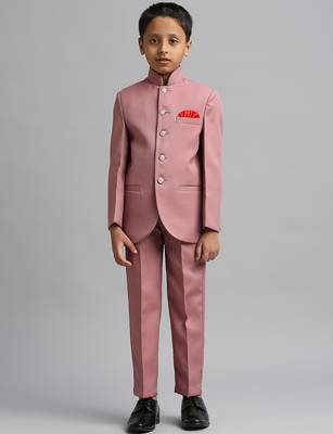 full sleeves solid ethnic wear jodhpuri and pant set - peach 2