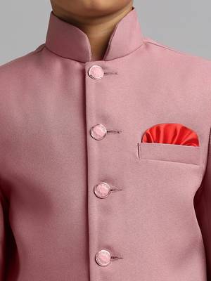 full sleeves solid ethnic wear jodhpuri and pant set - peach 5
