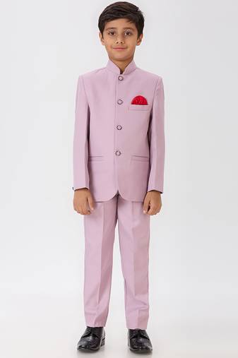 full sleeves solid ethnic wear jodhpuri and pant set - pink