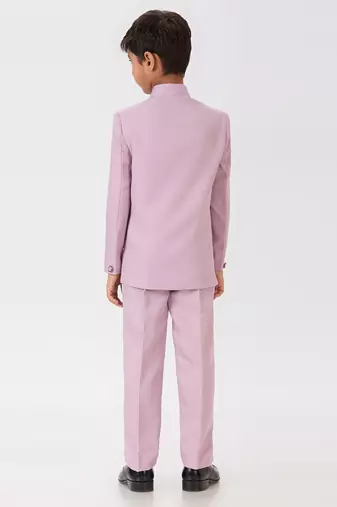 full sleeves solid ethnic wear jodhpuri and pant set - pink