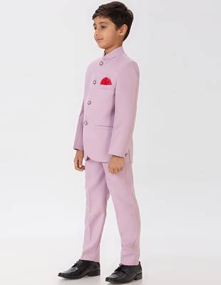 full sleeves solid ethnic wear jodhpuri and pant set - pink 3