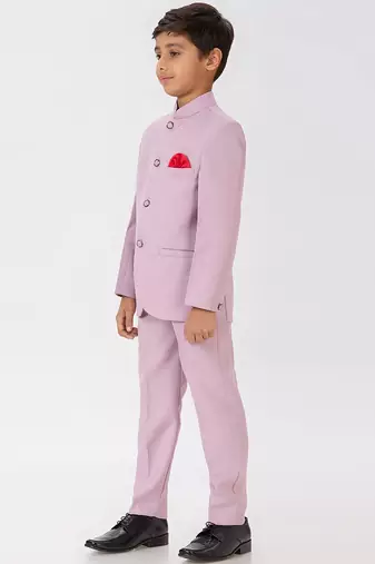 full sleeves solid ethnic wear jodhpuri and pant set - pink