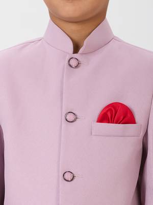 full sleeves solid ethnic wear jodhpuri and pant set - pink 4