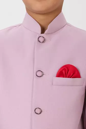 full sleeves solid ethnic wear jodhpuri and pant set - pink
