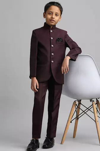 full sleeves solid ethnic wear jodhpuri - wine