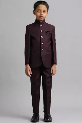 full sleeves solid ethnic wear jodhpuri - wine