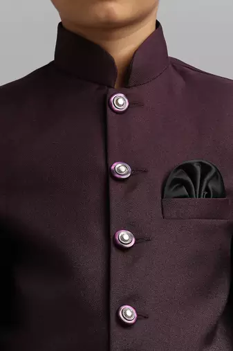 full sleeves solid ethnic wear jodhpuri - wine