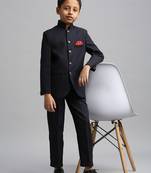 full sleeves solid ethnic wear jodhpuri - navy blue