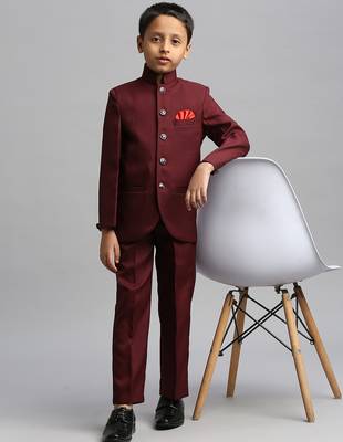 full sleeves solid ethnic wear jodhpuri - maroon 1