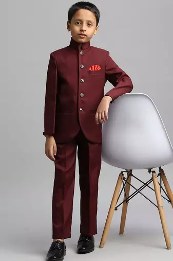 full sleeves solid ethnic wear jodhpuri - maroon