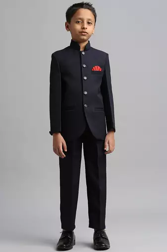 full sleeves solid ethnic wear jodhpuri - navy blue