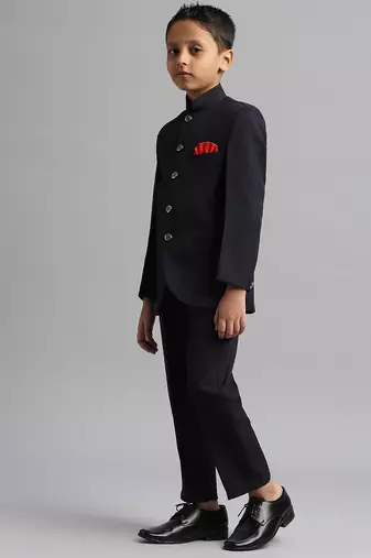 full sleeves solid ethnic wear jodhpuri - navy blue
