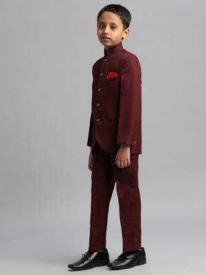full sleeves solid ethnic wear jodhpuri - maroon 3