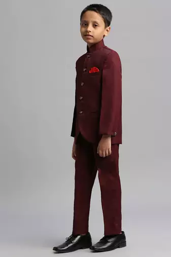 full sleeves solid ethnic wear jodhpuri - maroon