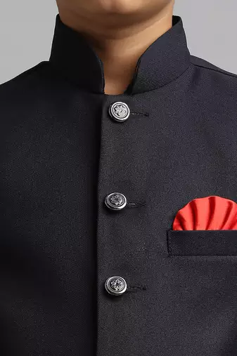 full sleeves solid ethnic wear jodhpuri - navy blue