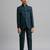 full sleeves solid ethnic wear jodhpuri and pant set - teal blue